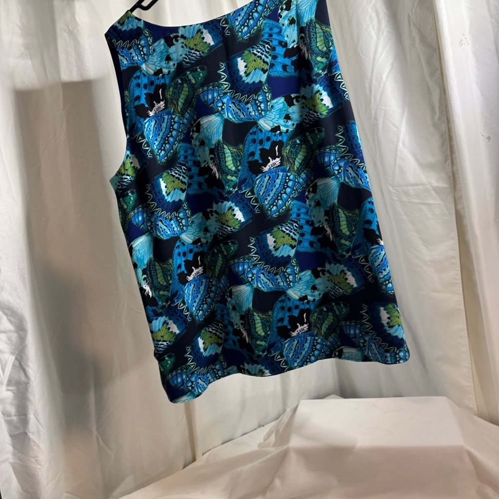 Chico's Vibrant Blue and Green Butterfly Top - Picture 5 of 8